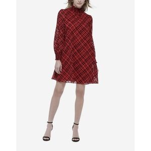 Tommy Hilfiger Women's Size Petite / 6P Red Plaid Short Shift Trapeze Dress NWT